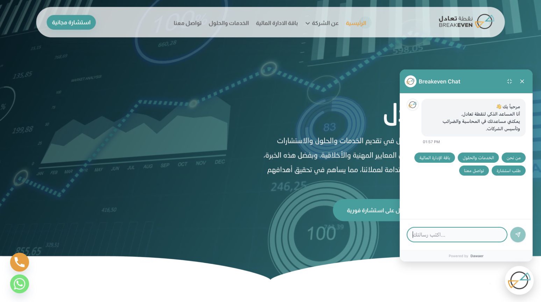 برمجة المساعد الذكي لشركة نقطة تعادل